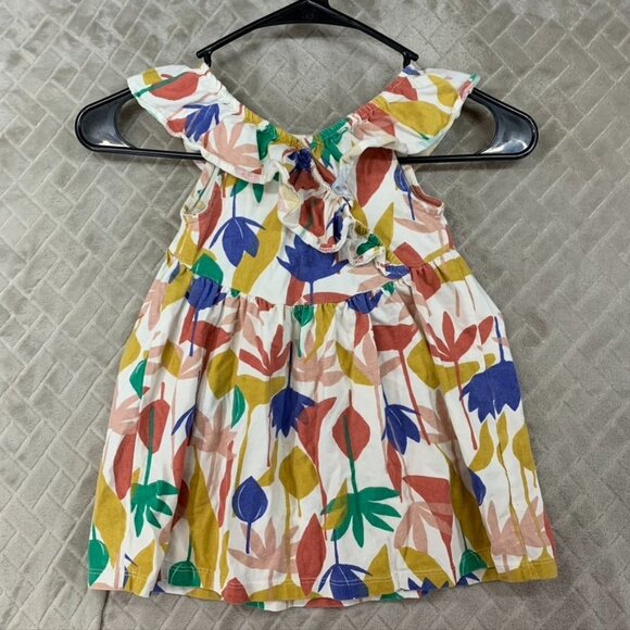 Tea Toddler Girls 18-24 Tunic Top Blouse Colorful Floral Sleeveless Ruffle - Picture 1 of 10